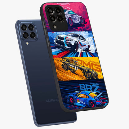 JDM Sports Car Glass Case displayed in angled mockup highlighting sleek Japanese racing car design with automotive aesthetic.