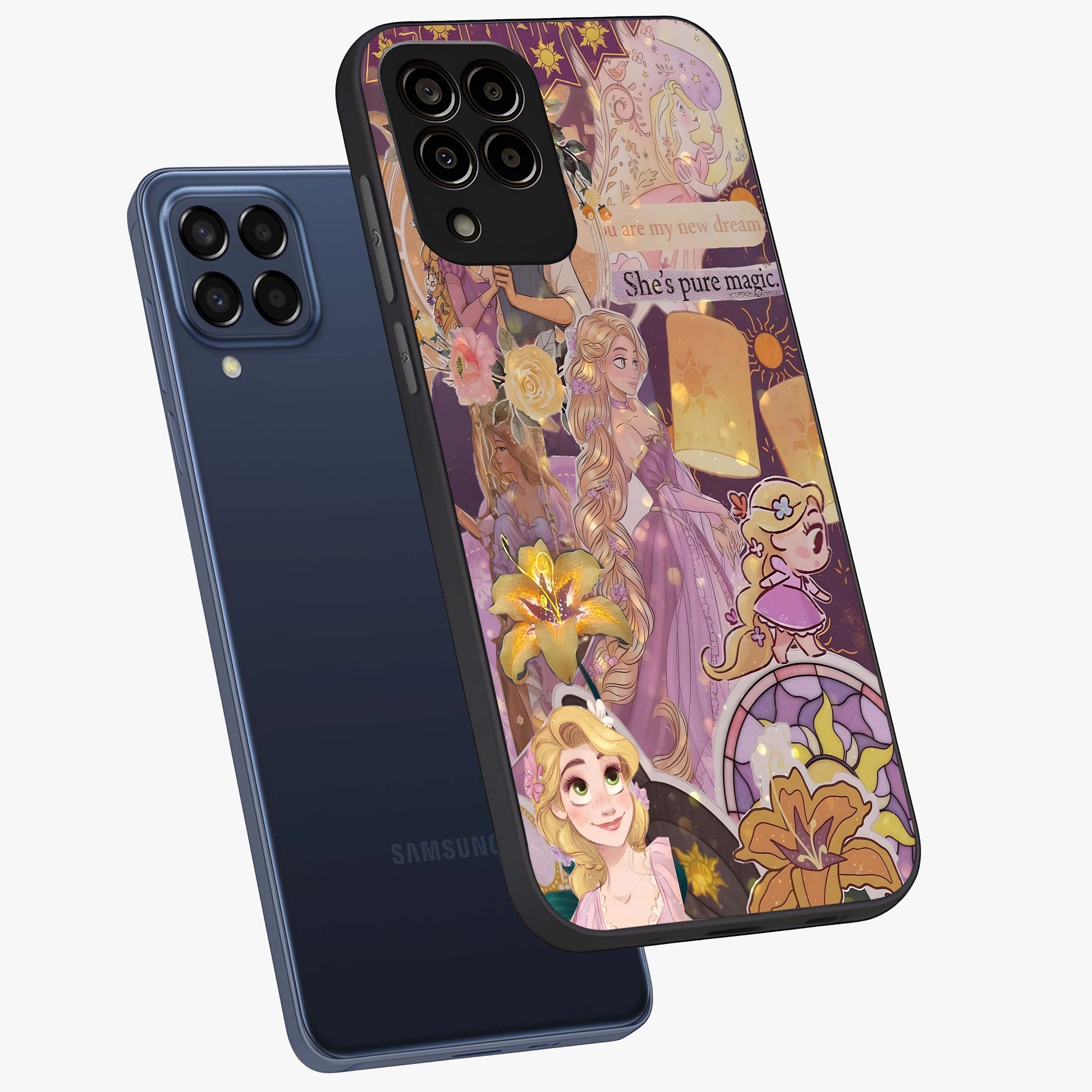 Magical Tangled Dream Glass Case displayed in angled mockup highlighting whimsical fantasy design with magical aesthetic.