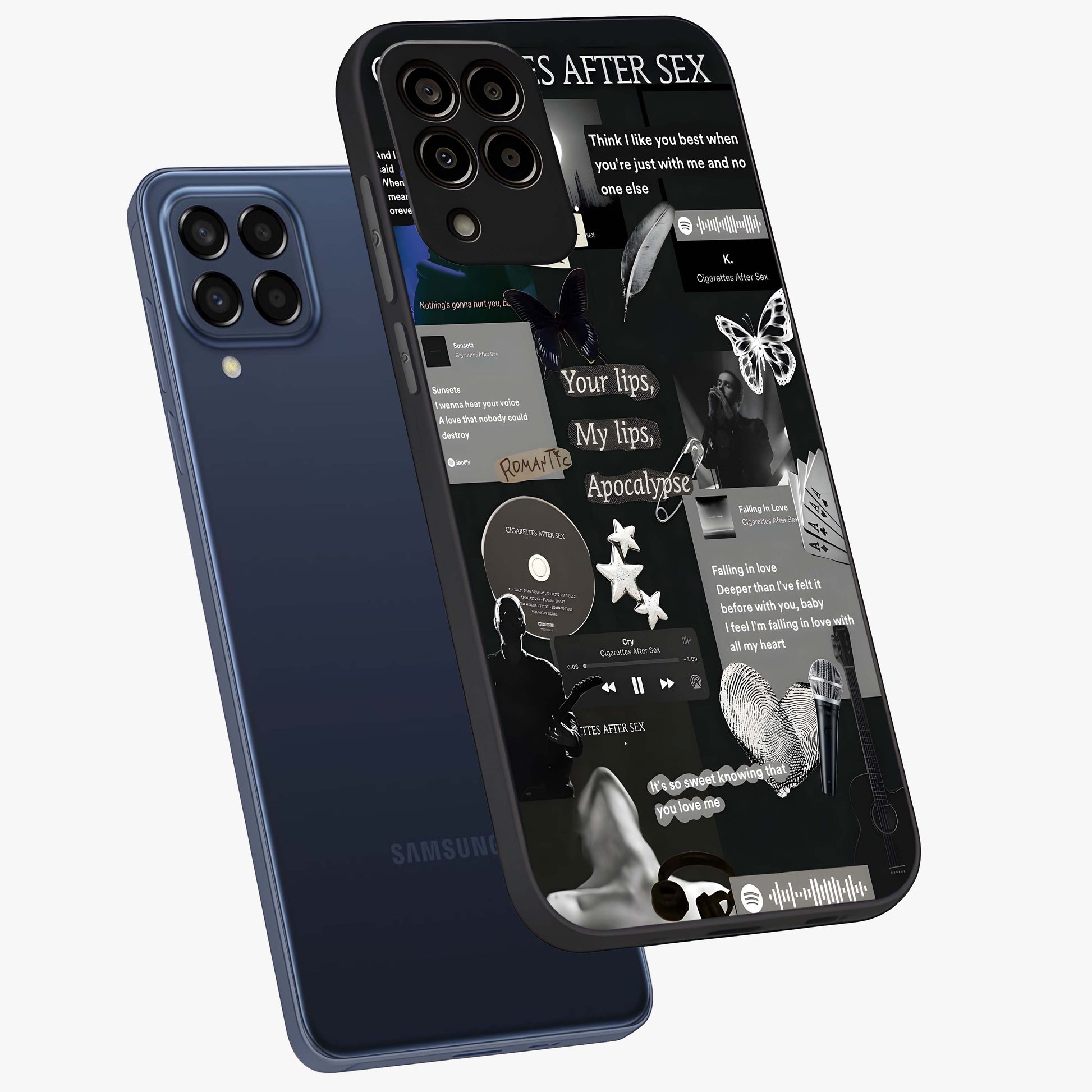 Midnight Love Echo Glass Case displayed in angled mockup highlighting elegant love inspired design with deep aesthetic style.
