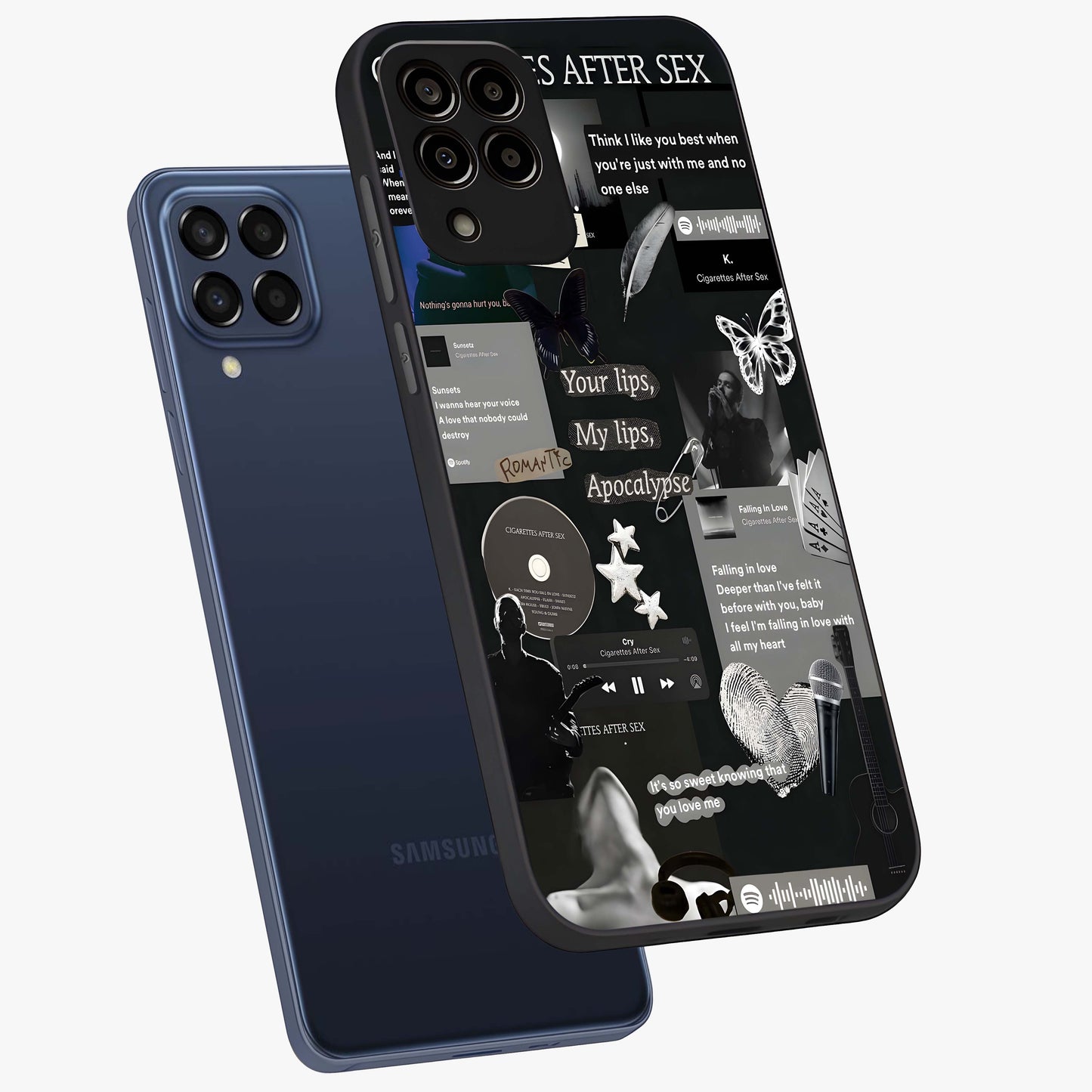 Midnight Love Echo Glass Case displayed in angled mockup highlighting elegant love inspired design with deep aesthetic style.