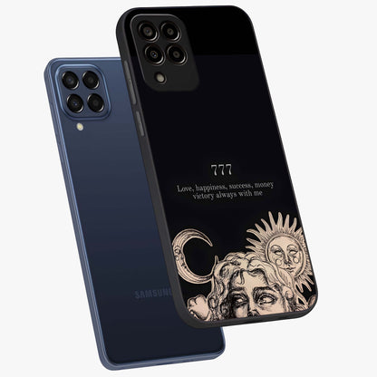 Mystic Victory Aura Glass Case displayed in angled mockup highlighting energetic aura design with bold mystical aesthetic.