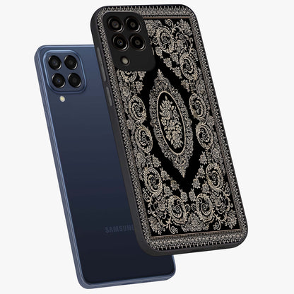 Noir Bloom Elegance Glass Case displayed in angled mockup highlighting refined flower design with stylish noir aesthetic.