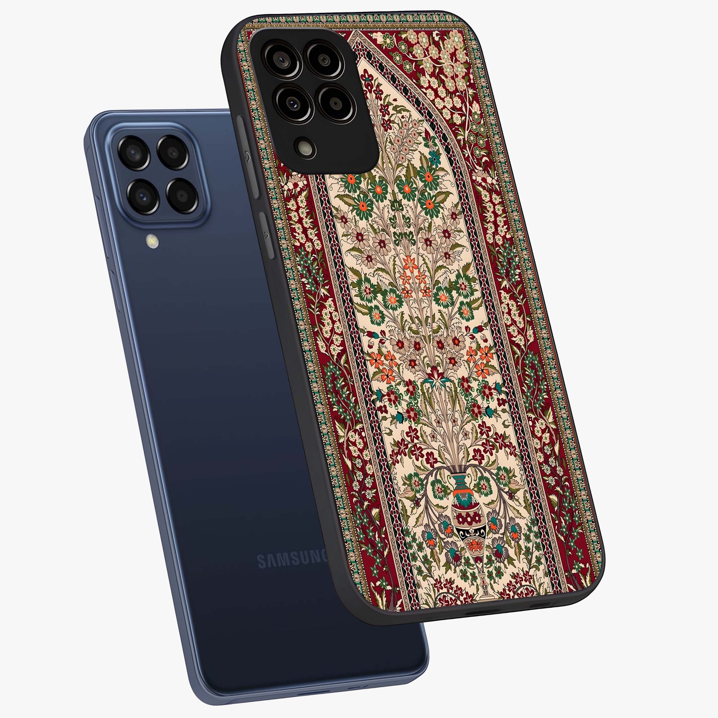 Persian Inspired Glass Case displayed in angled mockup highlighting intricate traditional design with elegant cultural aesthetic.
