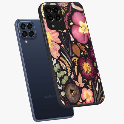 Petal Dream Tapestry Glass Case displayed in angled mockup highlighting decorative petal pattern with elegant botanical aesthetic.