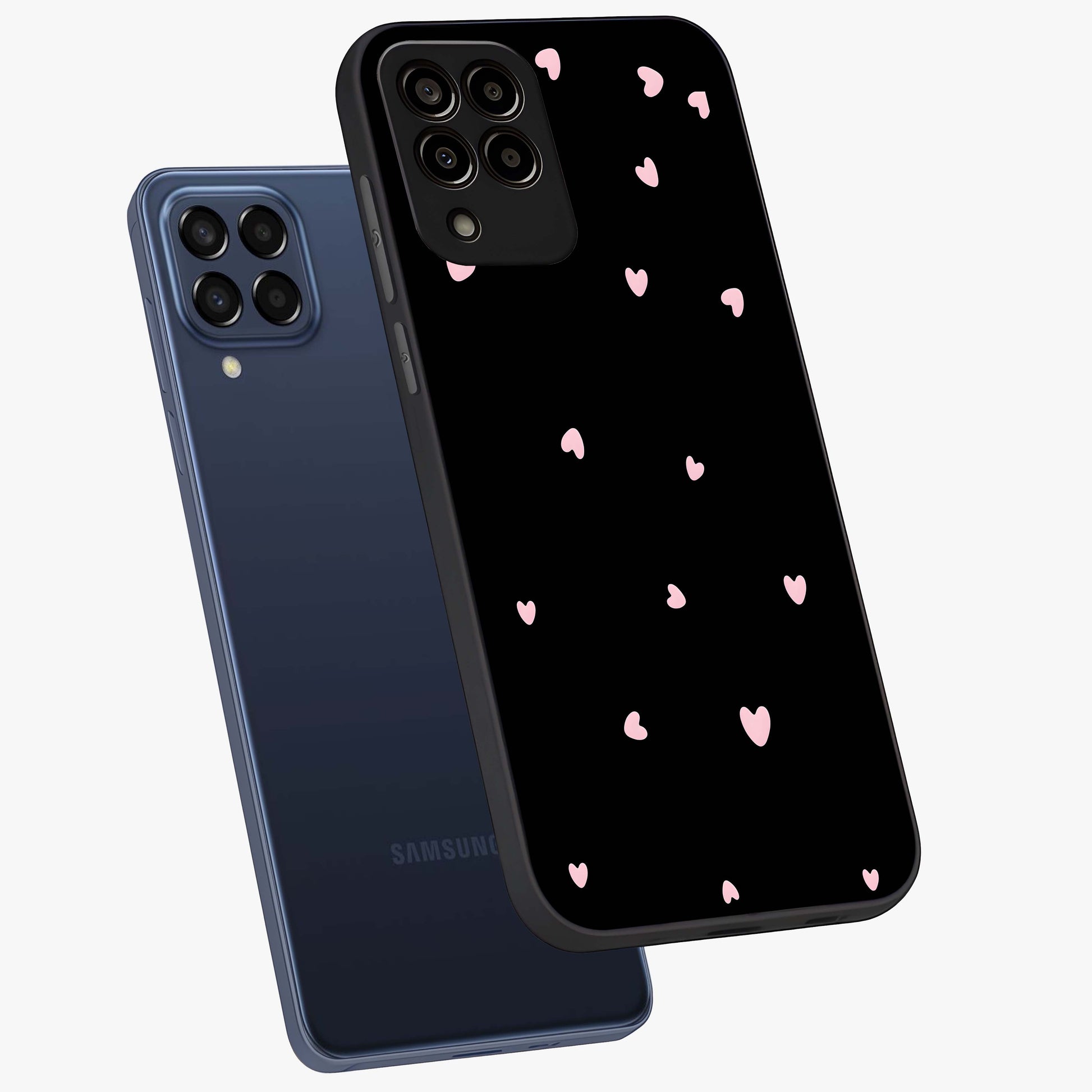Pink Love Drops Glass Case displayed in angled mockup highlighting cute love drop design with vibrant pink aesthetic.