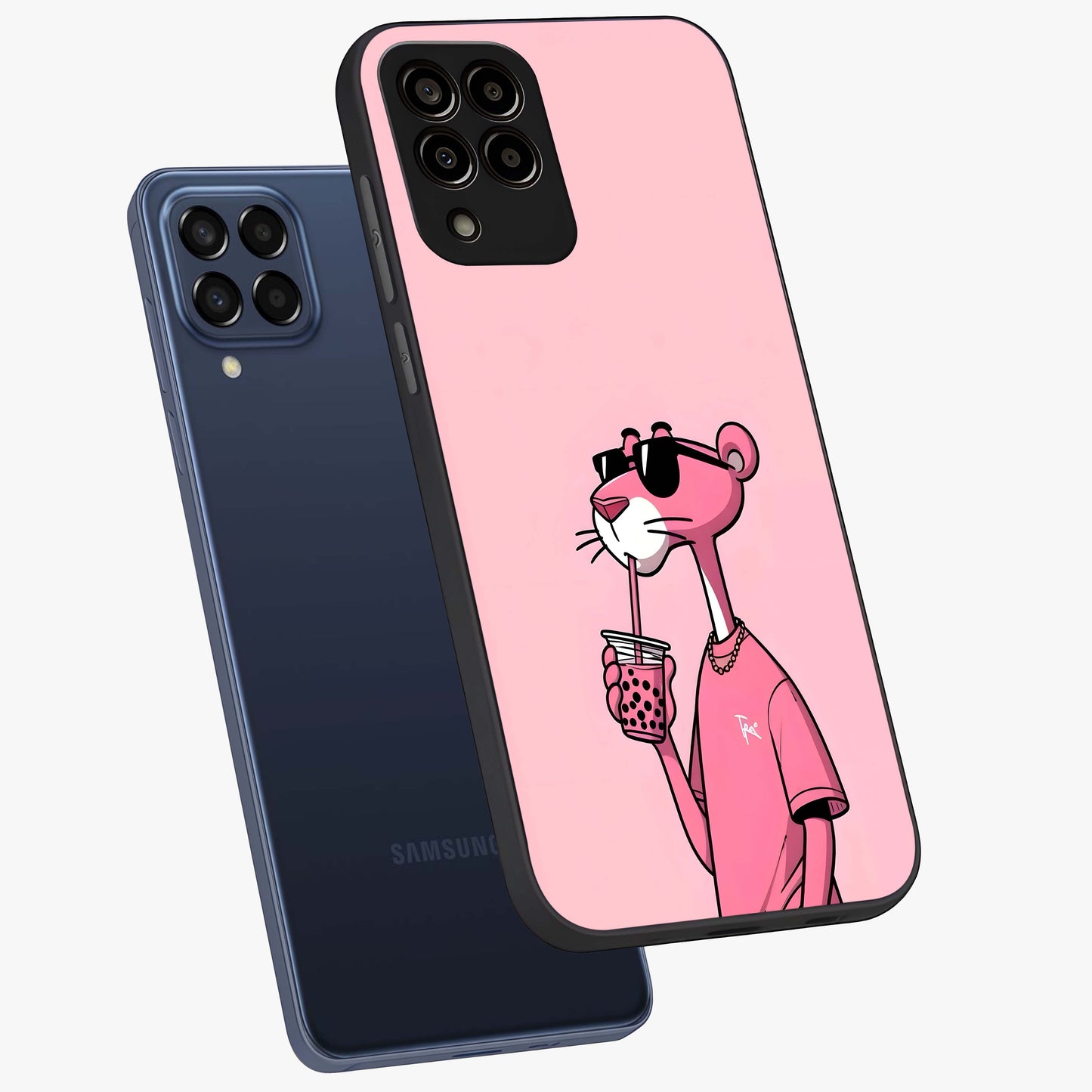 Pink Panther Glass Case displayed in angled mockup highlighting playful cartoon character design with vibrant pink aesthetic.