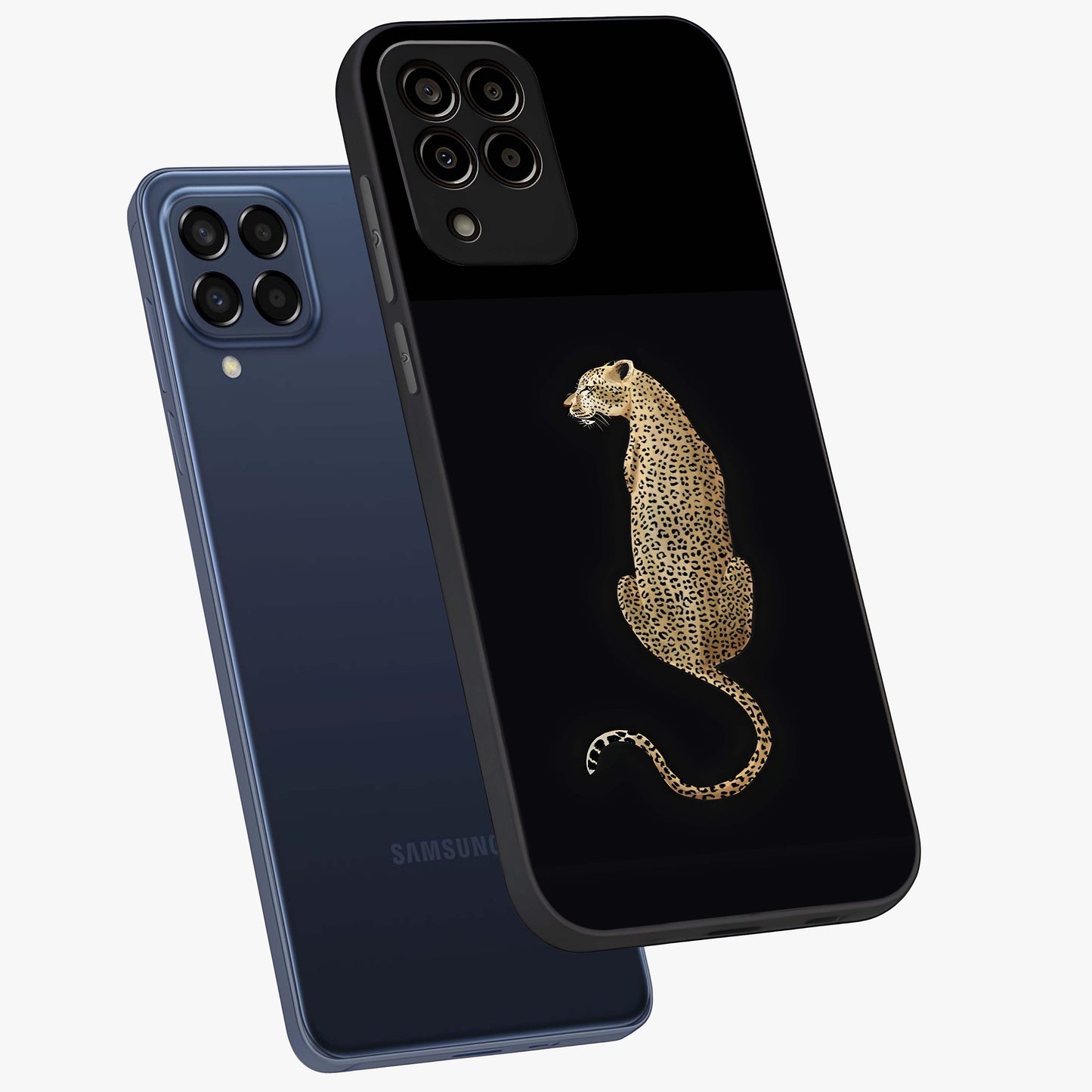 Regal Leopard Glass Case displayed in angled mockup highlighting powerful animal illustration with stylish wild aesthetic.