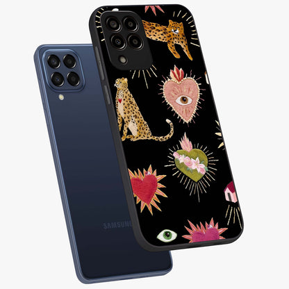 Sacred Jungle Heart Glass Case displayed in angled mockup highlighting lush tropical design with natural aesthetic style.