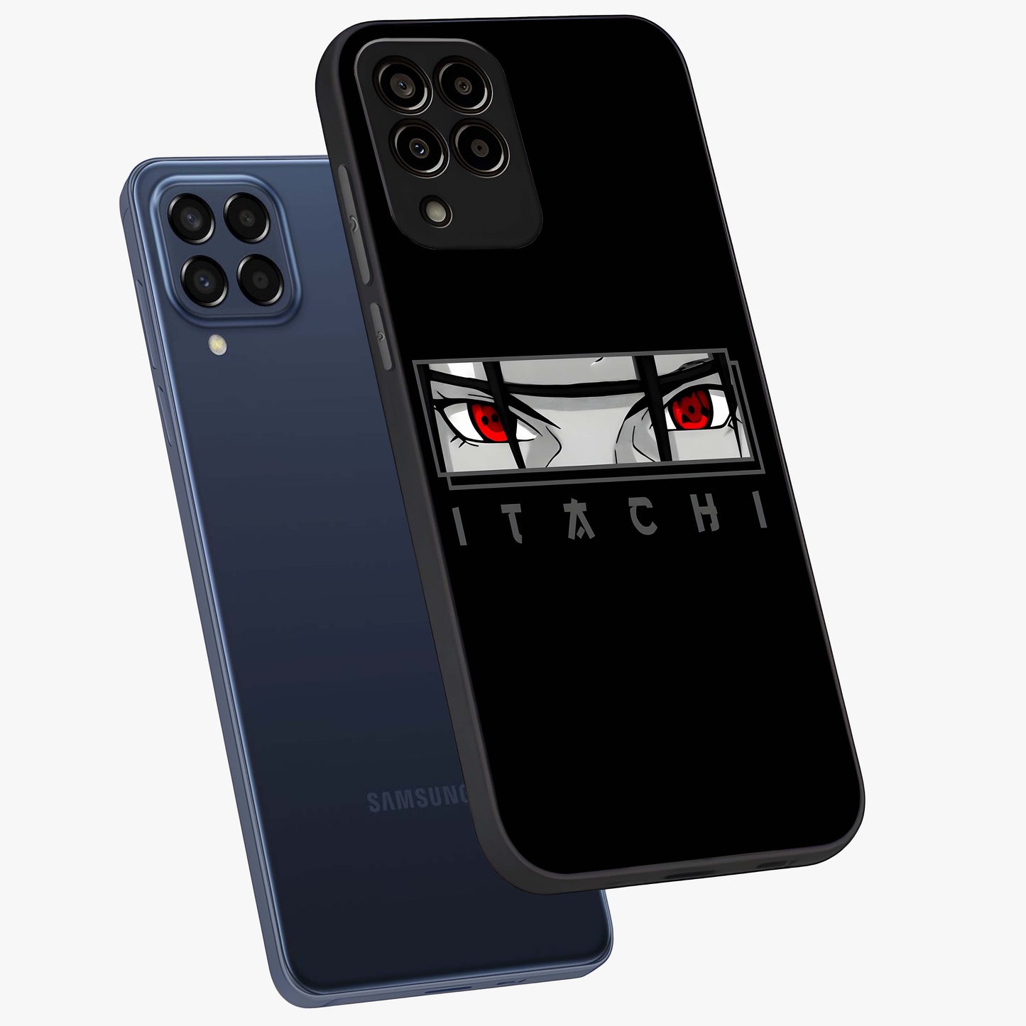 Scarlet Gaze Dominance Glass Case displayed in angled mockup highlighting intense visual design with bold scarlet aesthetic.