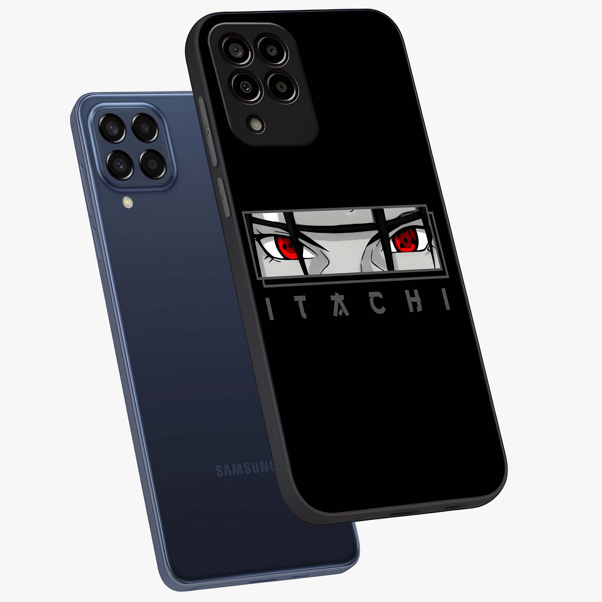 Scarlet Gaze Dominance Glass Case displayed in angled mockup highlighting intense visual design with bold scarlet aesthetic.