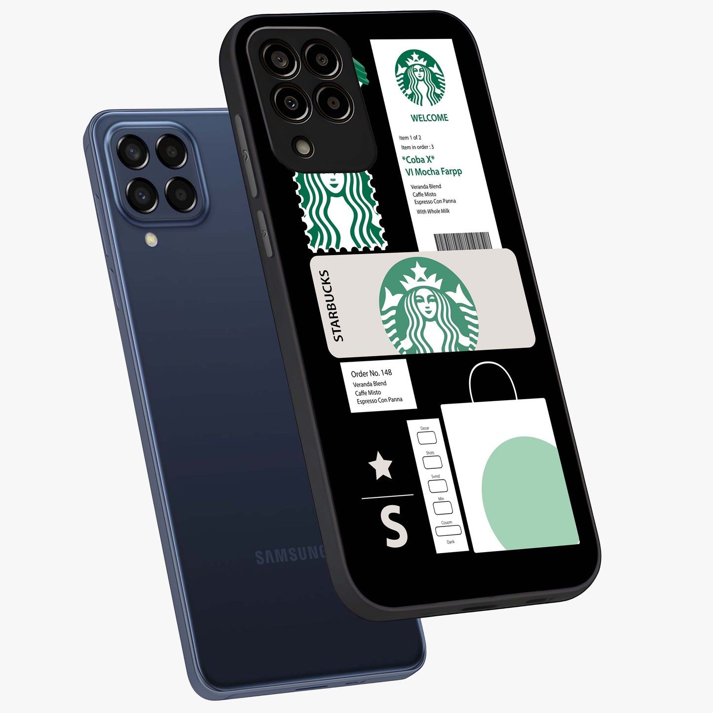 Starbucks Mocha Glass Case displayed in angled mockup highlighting stylish mocha themed design with cozy café aesthetic.