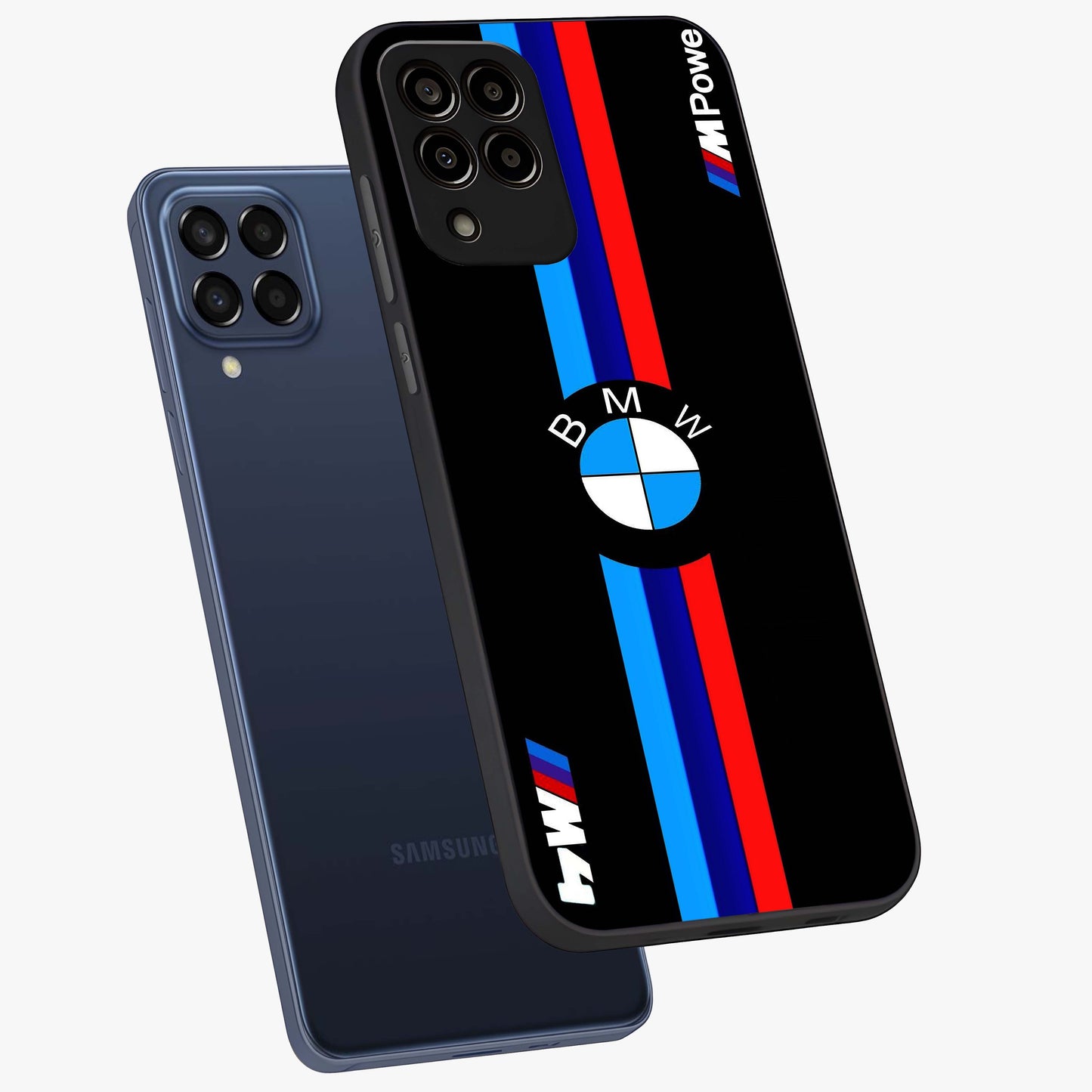 Turbo BMW Beast Glass Case displayed in angled mockup highlighting sleek racing car design with bold automotive aesthetic.