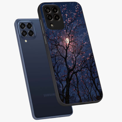 Twilight Sakura Serenade Glass Case displayed in angled mockup highlighting delicate sakura flower design with dreamy aesthetic.