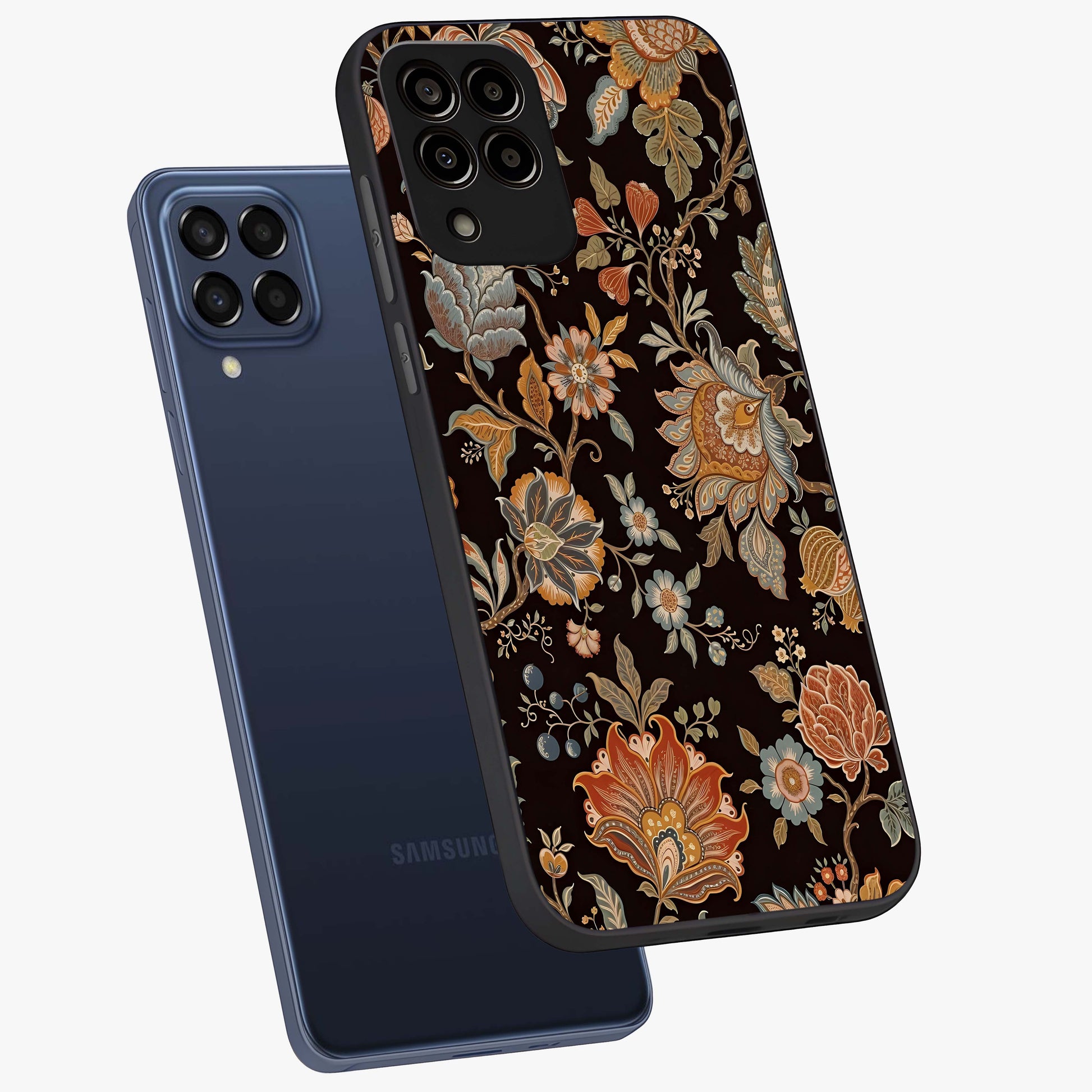 Vintage Floral Dream Glass Case displayed in angled mockup highlighting elegant vintage flower design with soft aesthetic style.