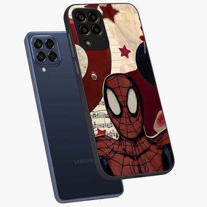 Web Warrior Vibes Glass Case displayed in angled mockup highlighting dynamic web design with comic style aesthetic.