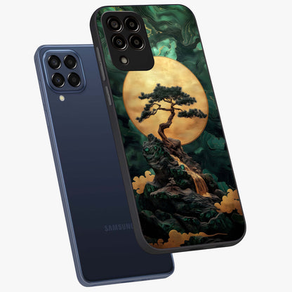 Zen Moon Rise Glass Case displayed in angled mockup highlighting peaceful lunar design with zen aesthetic style.