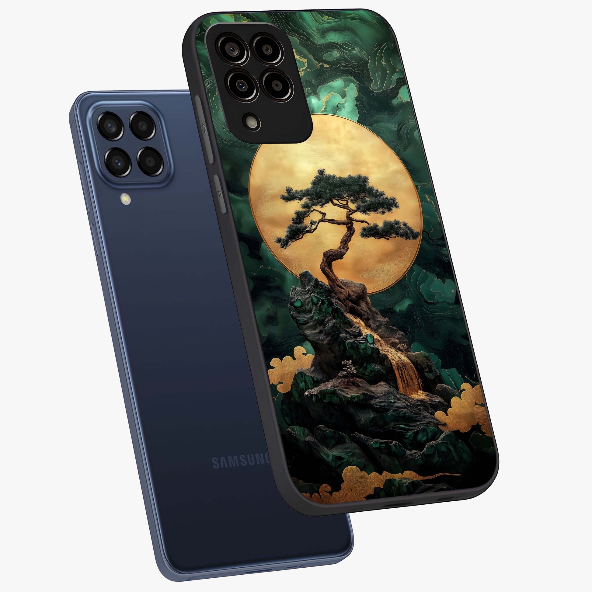 Zen Moon Rise Glass Case displayed in angled mockup highlighting peaceful lunar design with zen aesthetic style.