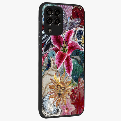 Beaded Garden Fantasy Glass Case upright view showcasing whimsical garden aesthetic with artistic bead details.