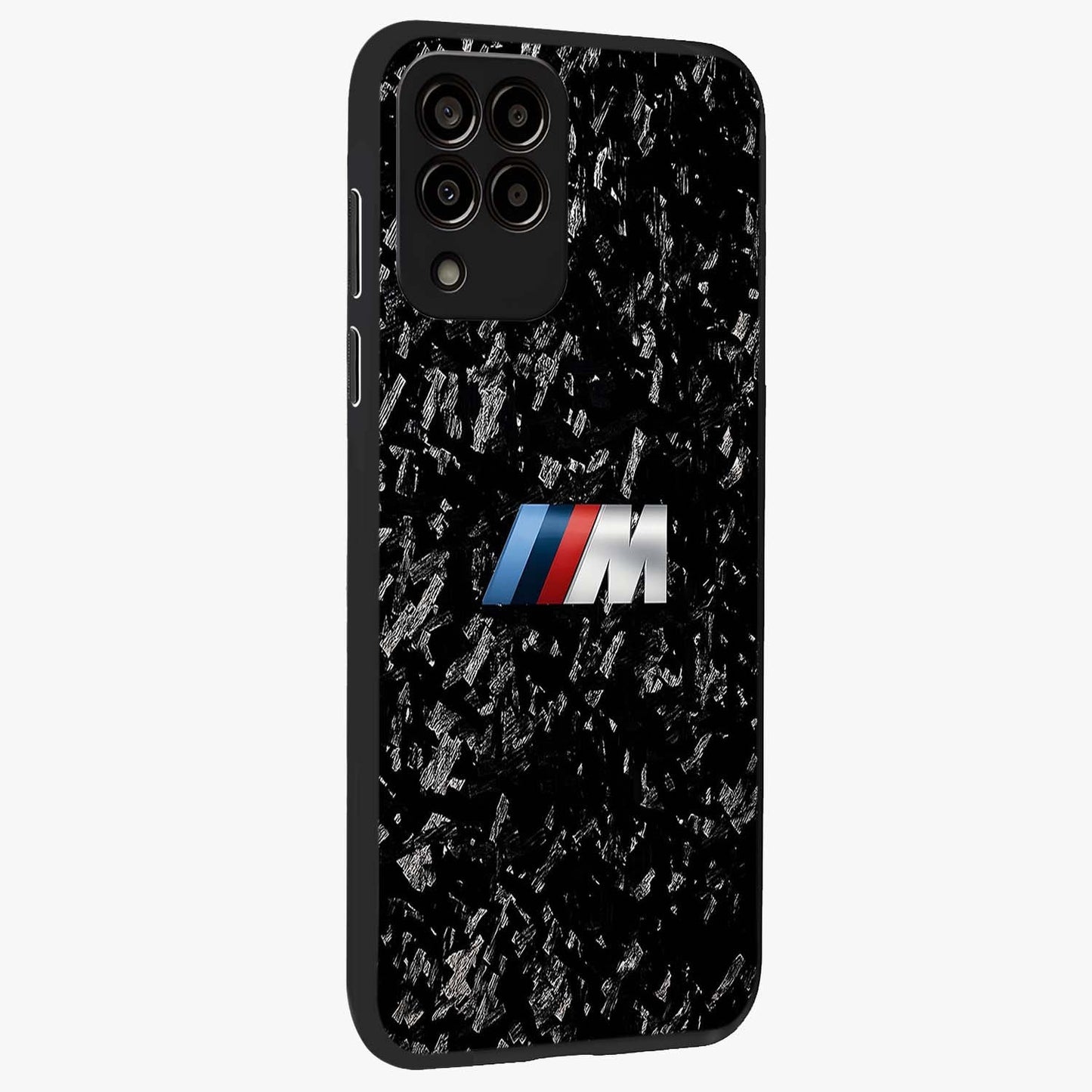 Carbon Speed Mark Glass Case upright view showcasing modern carbon speed graphic with bold automotive theme.