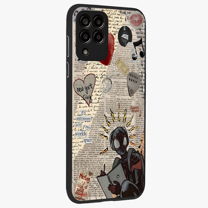 City Dream Sketch Glass Case upright view showcasing urban skyline artwork with stylish hand drawn design.