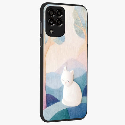 Cotton Dream Cat Glass Case upright view showcasing charming cat artwork with cozy dreamy theme.