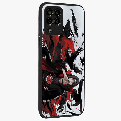 Crimson Crow Illusion Glass Case upright view showcasing striking crow illusion artwork with intense crimson theme.