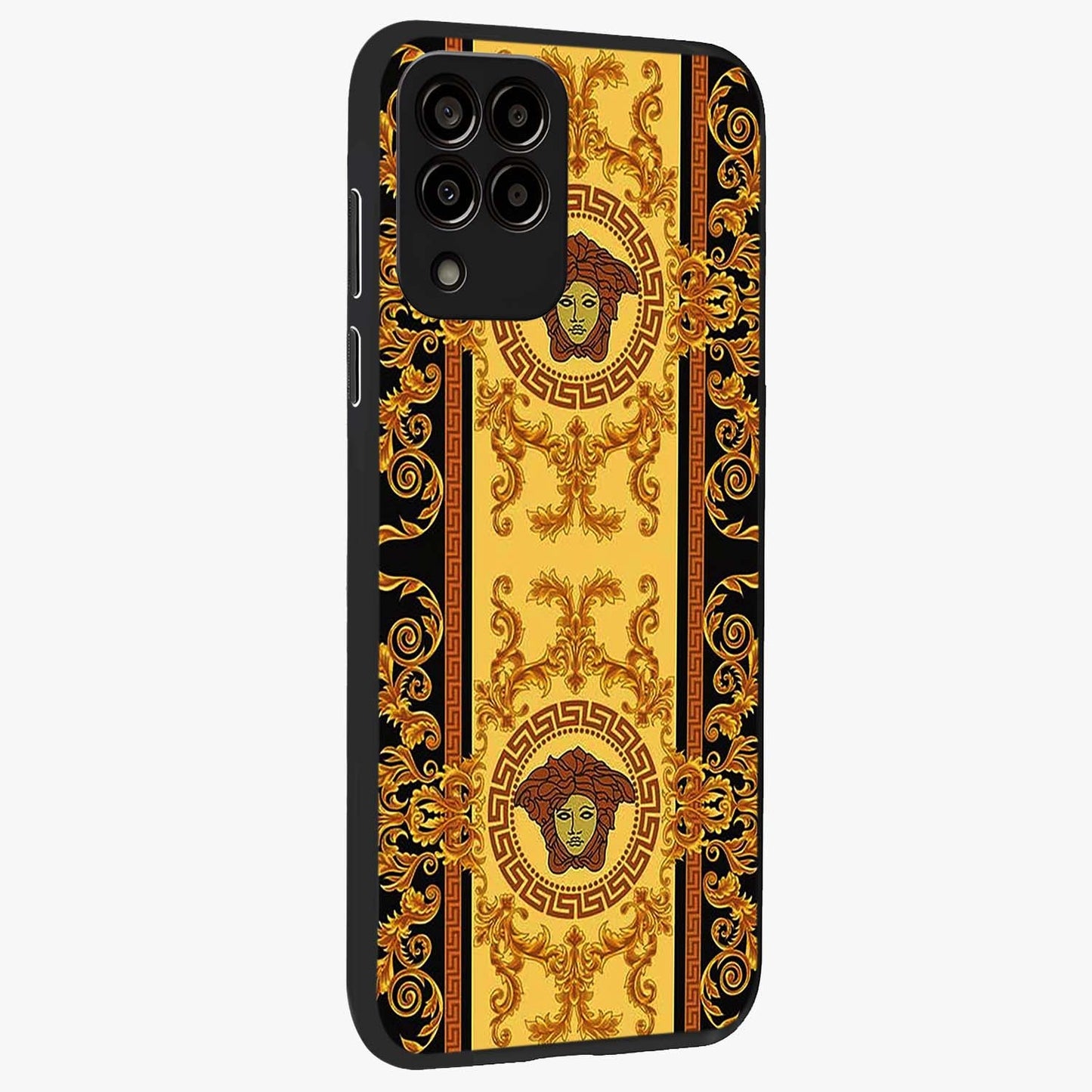 Golden Lotus Glow Glass Case upright view showcasing luminous lotus artwork with peaceful divine theme.