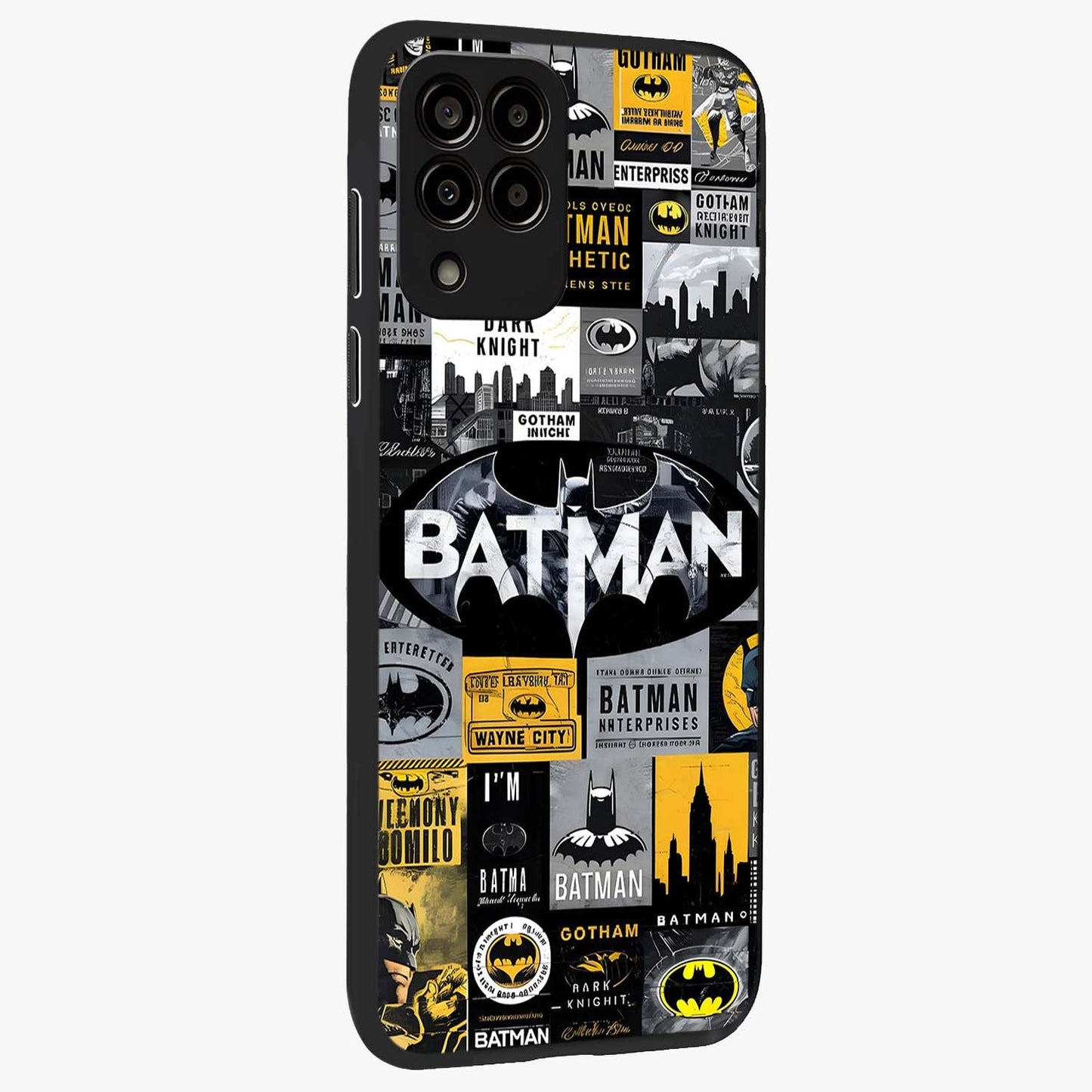 Knight Gotham Rise Glass Case upright view showcasing bold vigilante themed artwork with gothic city vibe.