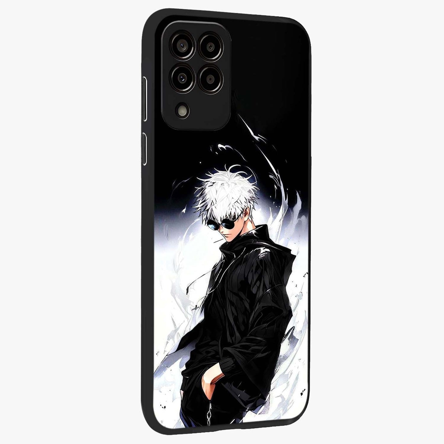 Limitless Shadow King Glass Case upright view showcasing bold shadow warrior artwork with epic fantasy theme.