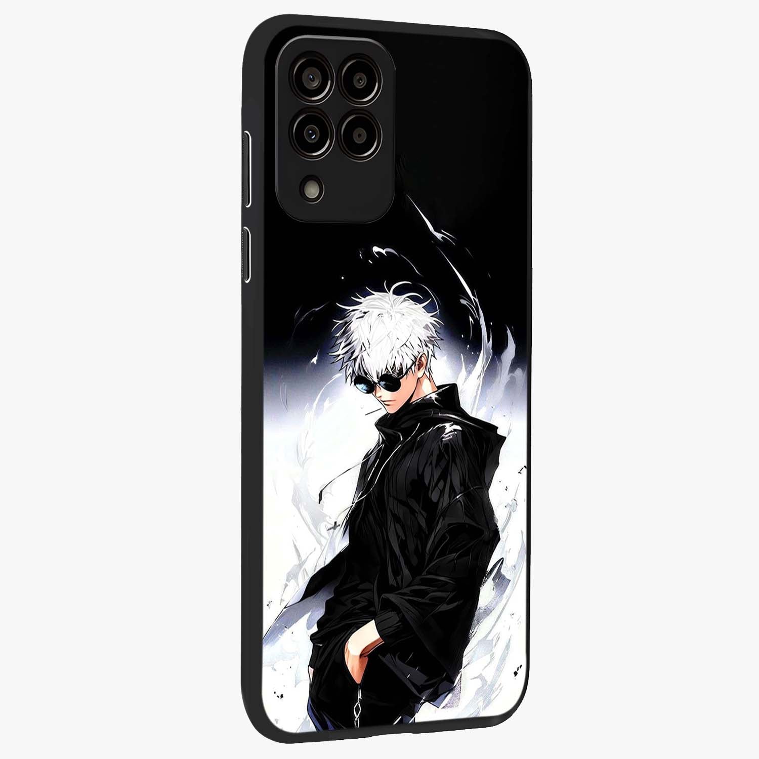 Limitless Shadow King Glass Case upright view showcasing bold shadow warrior artwork with epic fantasy theme.