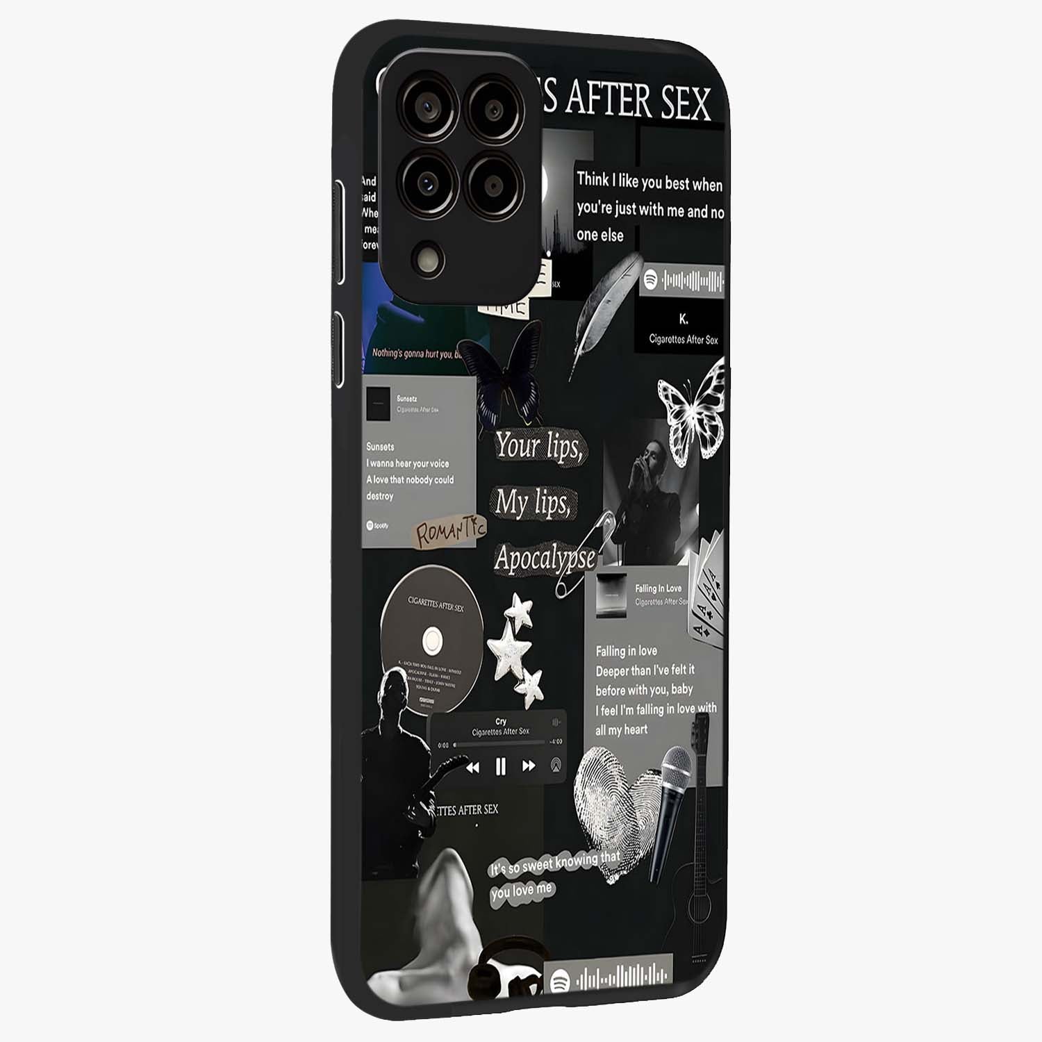 Midnight Love Echo Glass Case upright view showcasing expressive romantic artwork with dreamy midnight theme.
