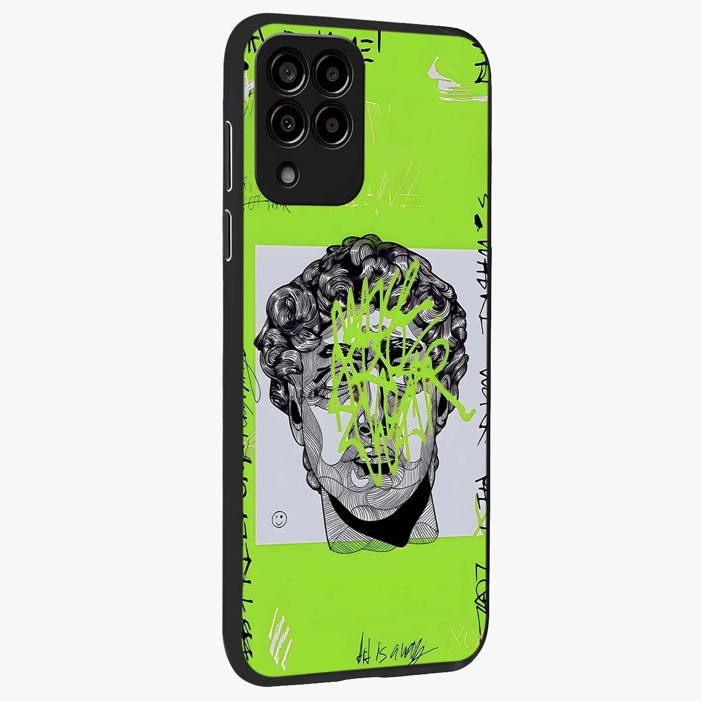 Neo Graffiti Rebellion Glass Case upright view showcasing colorful graffiti artwork with bold modern street style.