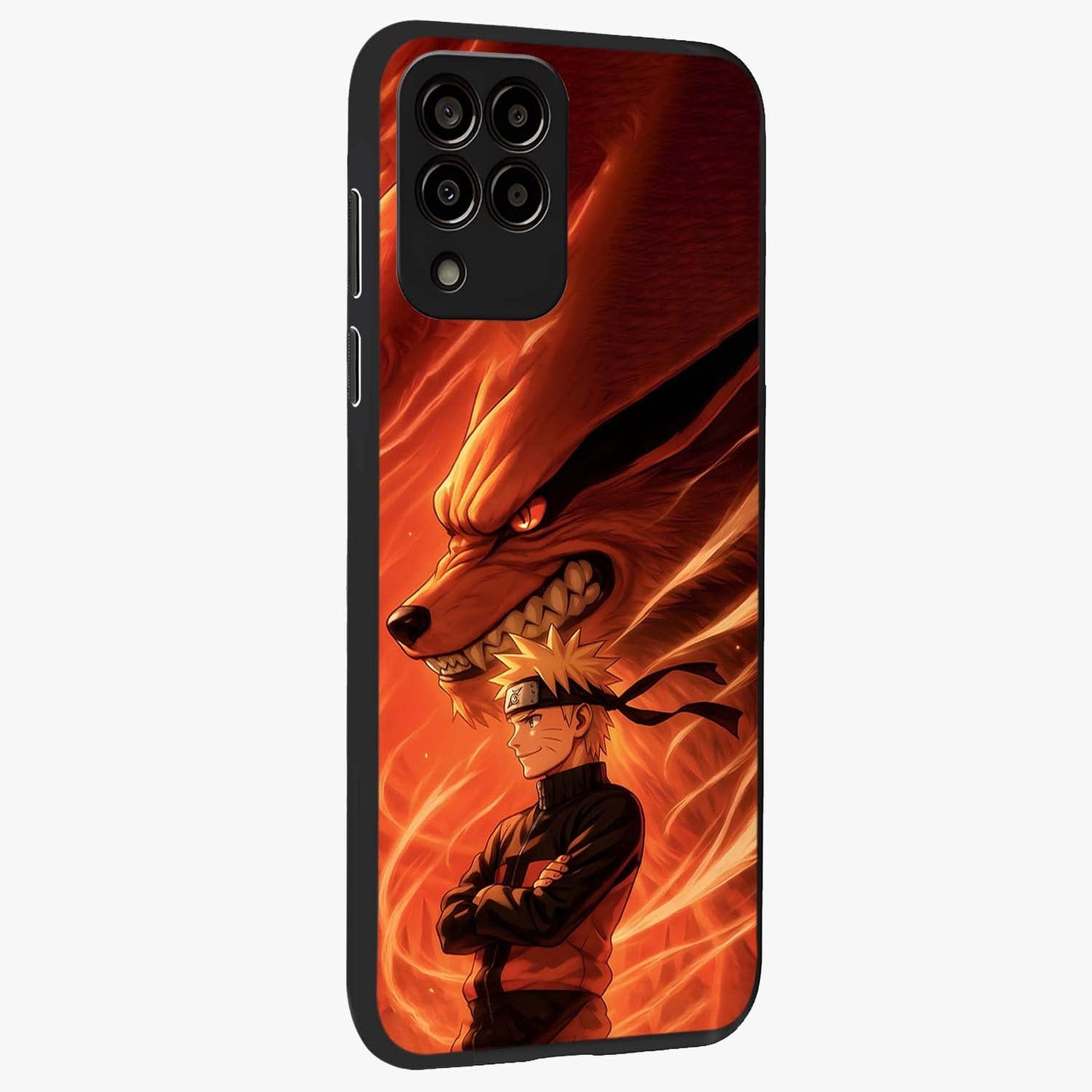 Nine Tails Legacy Glass Case upright view showcasing dramatic nine-tails artwork with intense anime themed design.