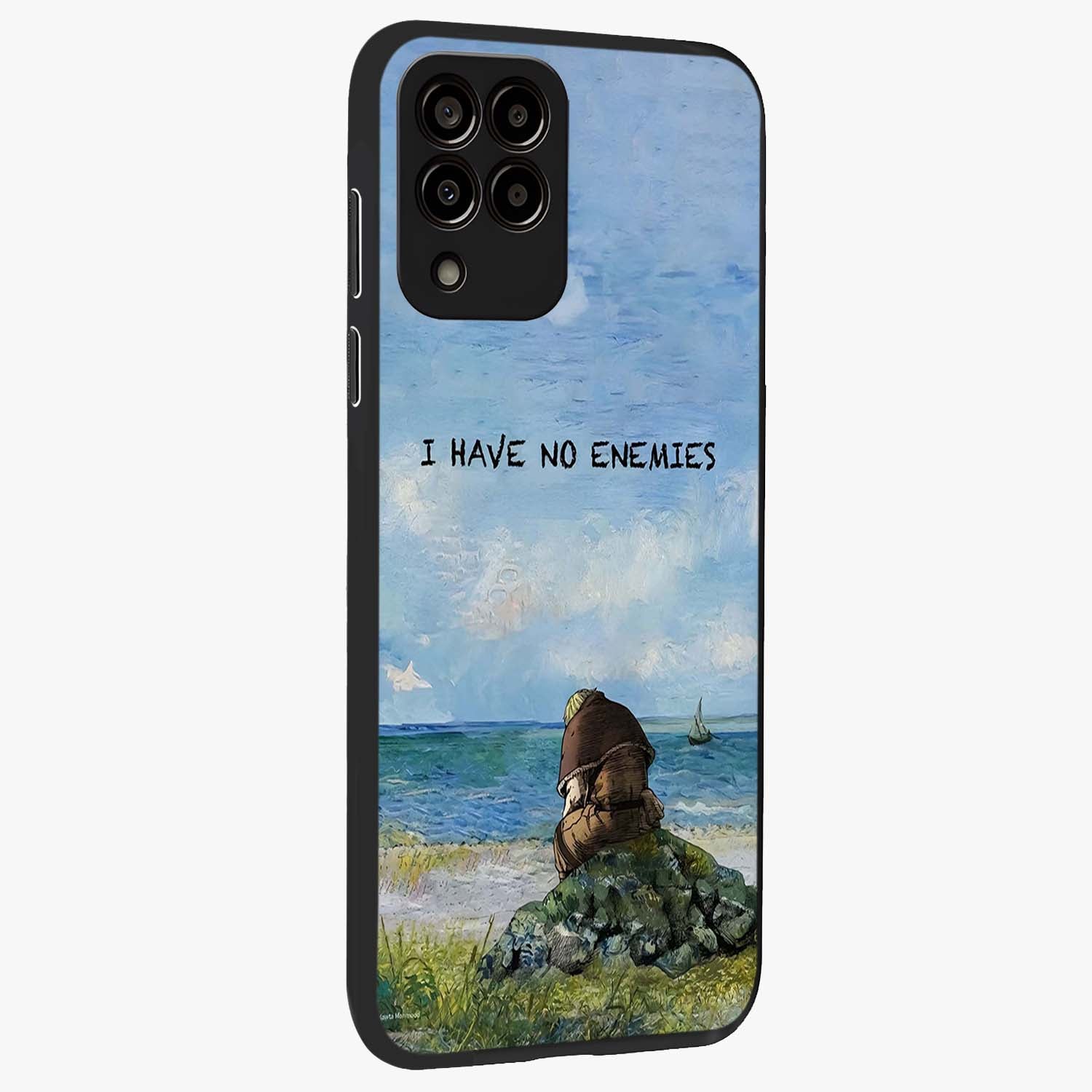 Peace Beyond War Glass Case upright view showcasing powerful peace symbol artwork with inspirational theme.