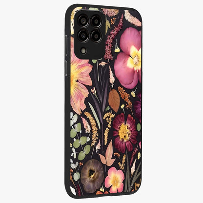Petal Dream Tapestry Glass Case upright view showcasing detailed floral tapestry artwork with artistic nature theme.