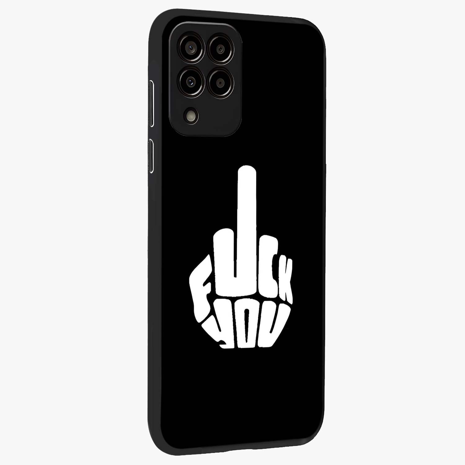 Rebel Mode On Glass Case upright view showcasing striking statement artwork with bold rebellious theme.