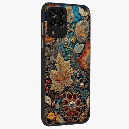 Royal Jewel Garden Glass Case upright view showcasing rich floral artwork with luxurious garden theme.