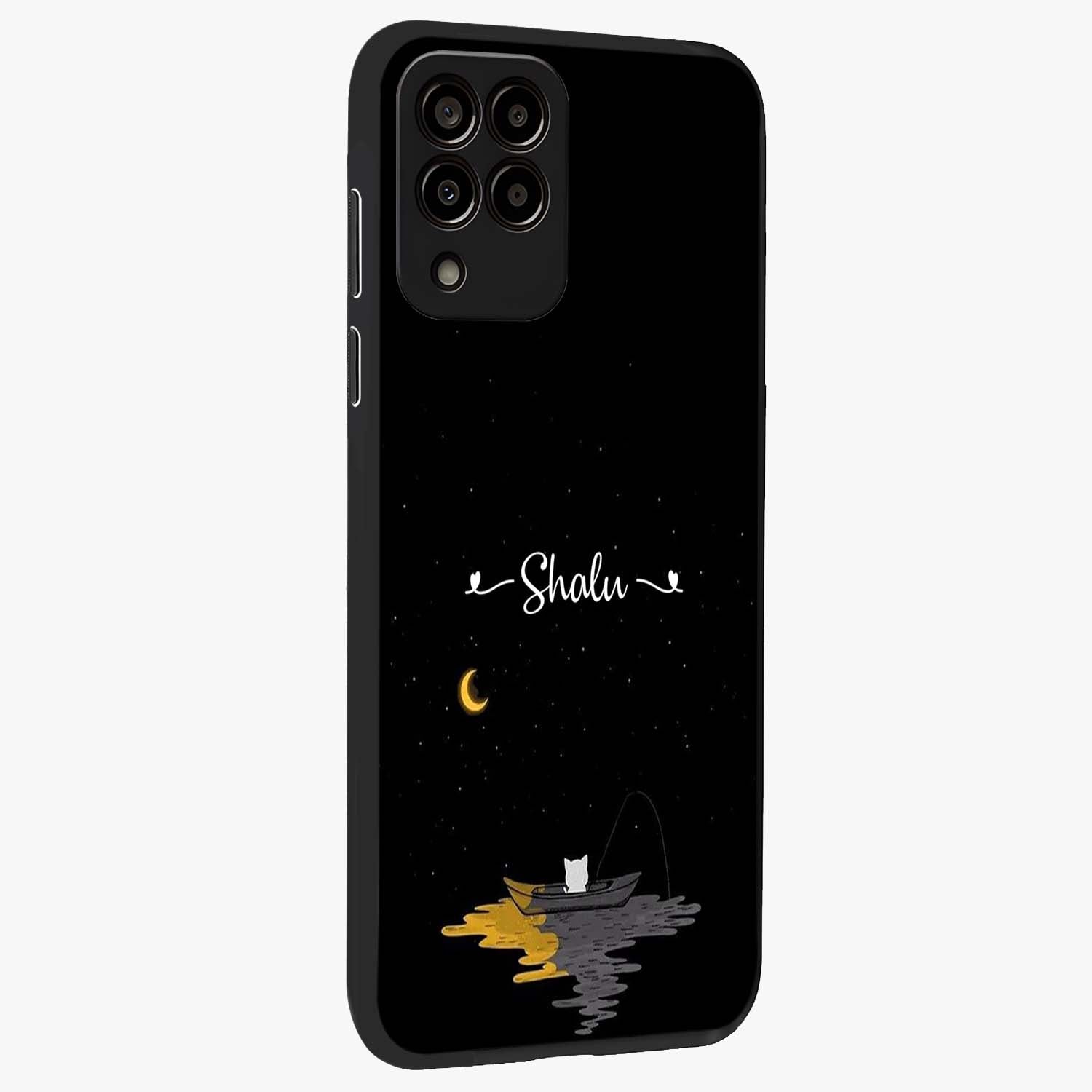 Silent Night Row Glass Case upright view showcasing tranquil night artwork with serene landscape theme.