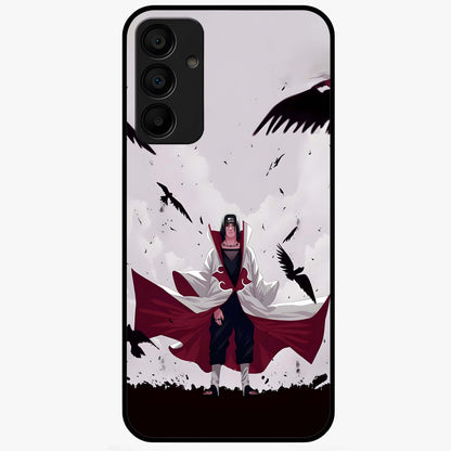Crimson Crow Ascension Glass Case showing flat back view with mystical crow artwork and glossy glass finish.
