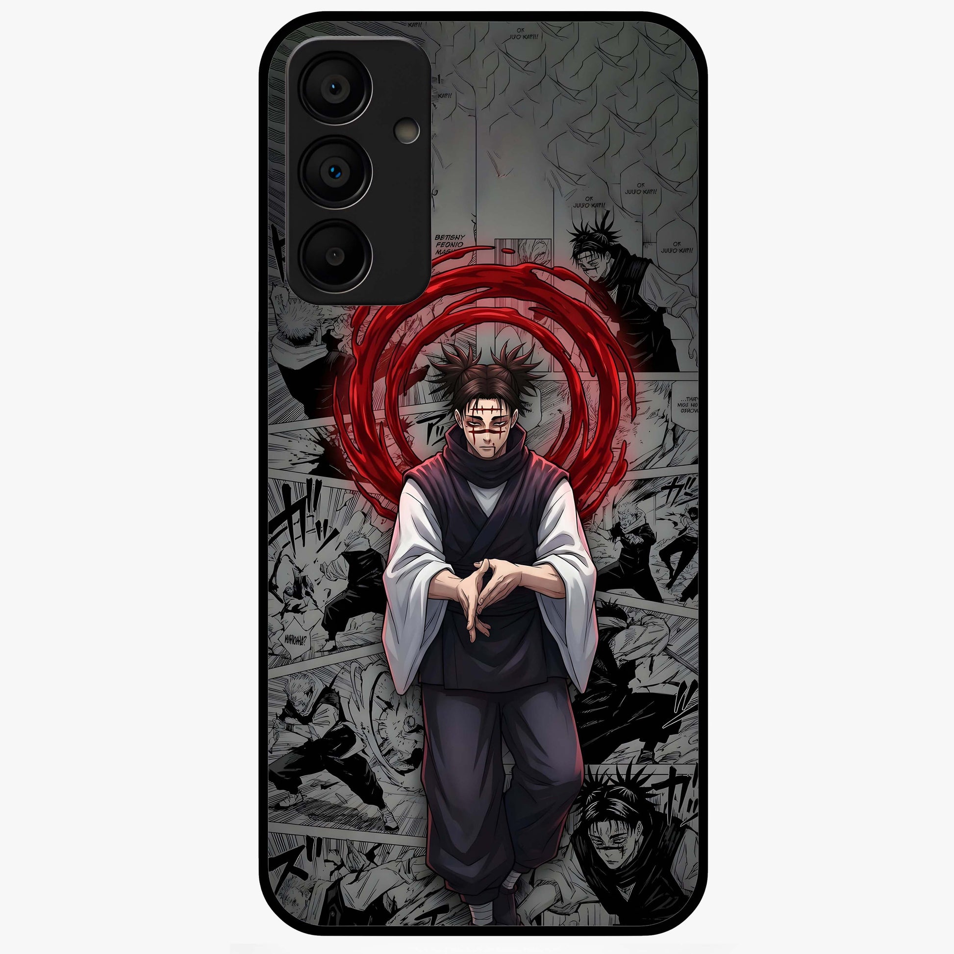 Cursed Ritual Ascension Glass Case showing flat back view with dark ritual themed artwork and glossy glass finish.