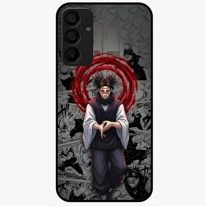 Cursed Ritual Ascension Glass Case showing flat back view with dark ritual themed artwork and glossy glass finish.