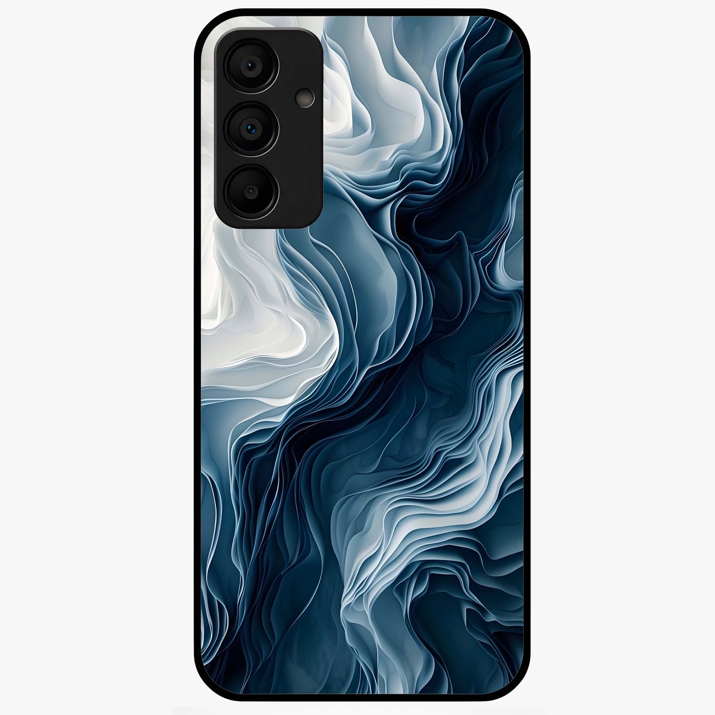 Ethereal Paper Marble Glass Case showing flat back view with soft marble paper texture artwork and glossy glass finish.