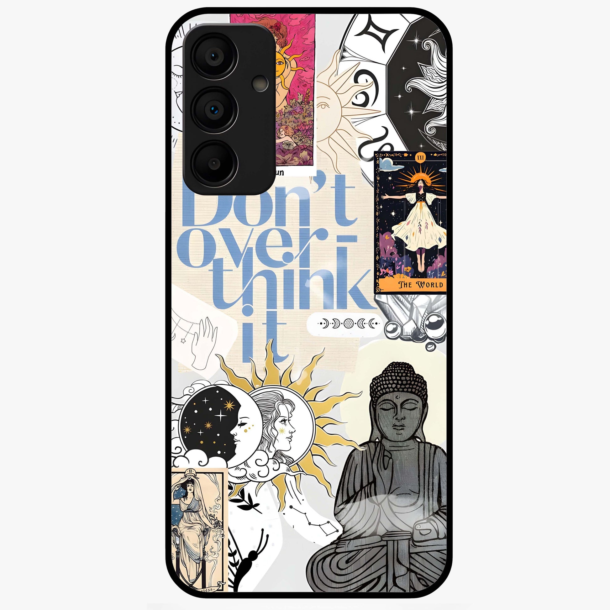 Ethereal Thoughts Glass Case showing flat back view with dreamy artistic artwork and glossy glass finish.