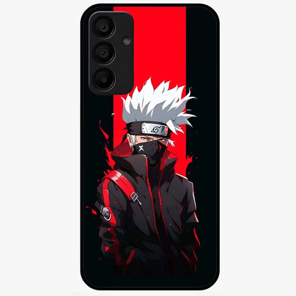 Kakashi Scarlet Shadow Glass Case showing flat back view with powerful anime ninja artwork and glossy glass finish.