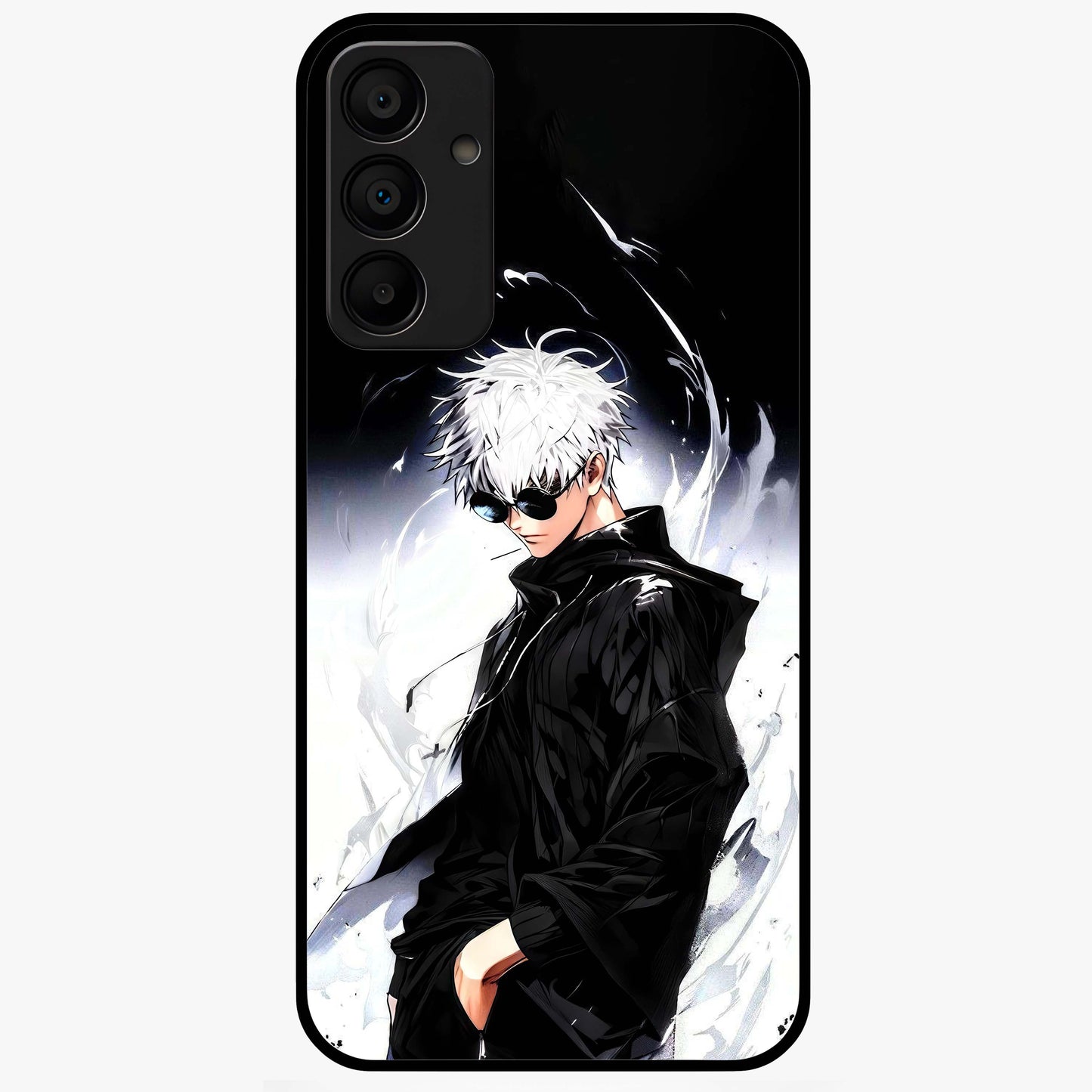 Limitless Shadow King Glass Case showing flat back view with powerful shadow warrior artwork and glossy glass finish.