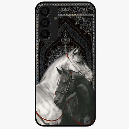 Majestic Ride Legacy Glass Case showing flat back view with powerful automotive inspired artwork and glossy glass finish.