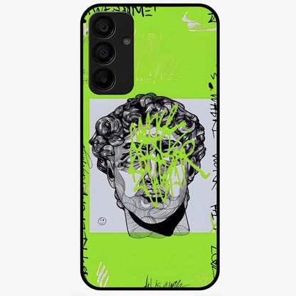 Neo Graffiti Rebellion Glass Case showing flat back view with vibrant graffiti artwork and glossy glass finish.