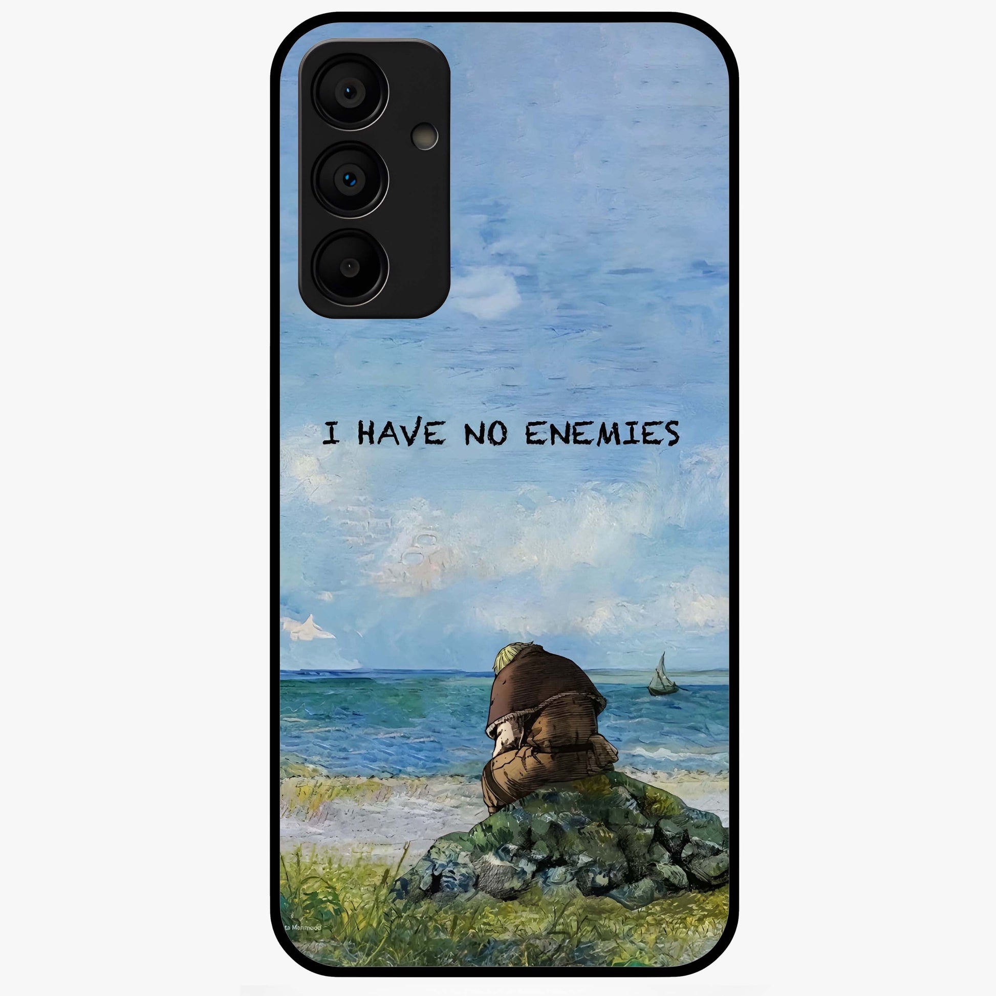 Peace Beyond War Glass Case showing flat back view with symbolic peace themed artwork and glossy glass finish.