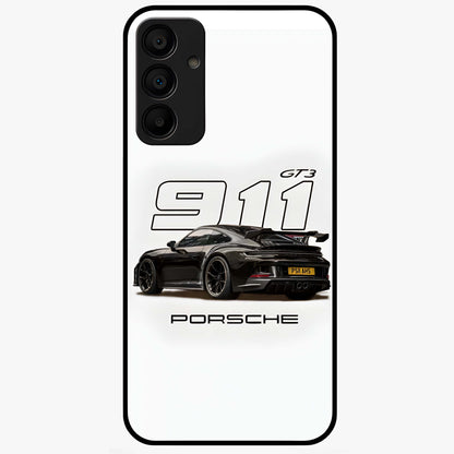 Turbo Legacy Icon Glass Case showing flat back view with iconic sports car inspired artwork and glossy glass finish.