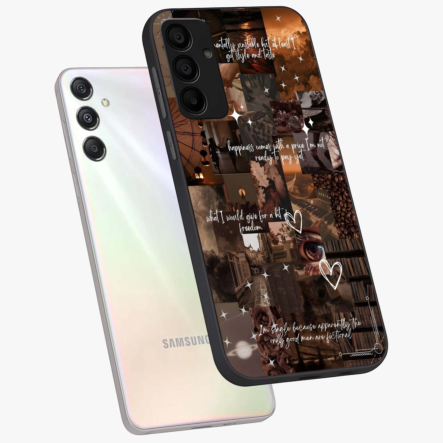 Bittersweet Aesthetic Chaos Glass Case displayed in angled mockup highlighting expressive abstract artwork and edgy aesthetic theme.